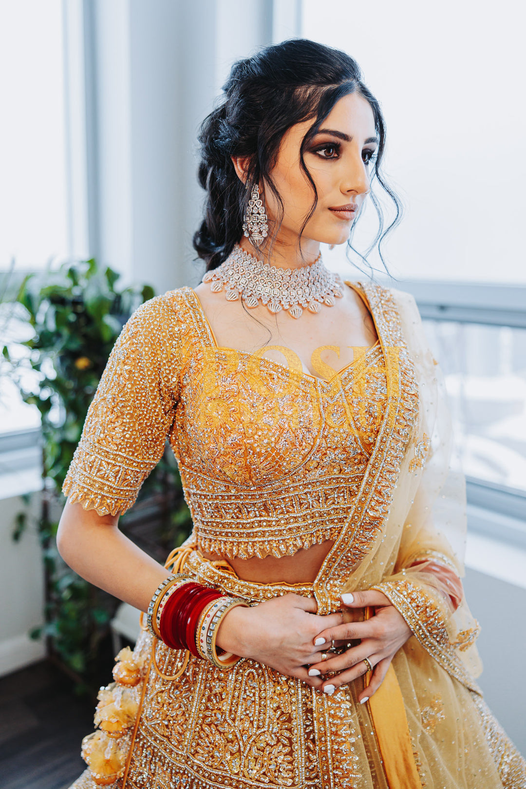 Mustard Majesty Swarovski Bridal Lehenga – The Posh Boutique